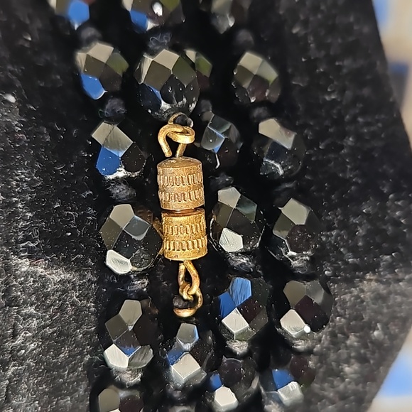 Vintage Jet Black Glass Beaded Necklace - Picture 4 of 4